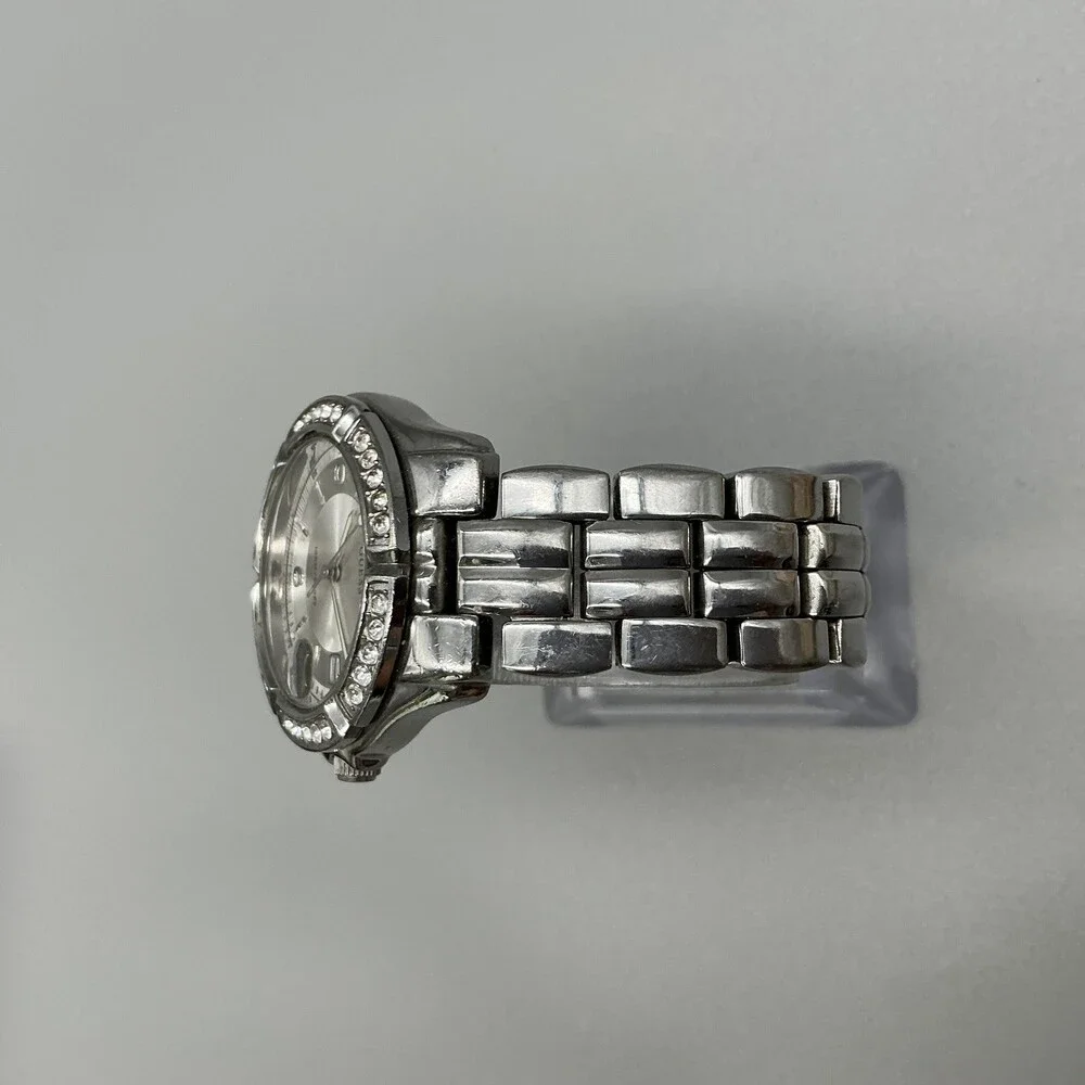 Guess Waterpro Womens Watch 35mm Silver Dial Crystal Bezel New Battery 6.25
